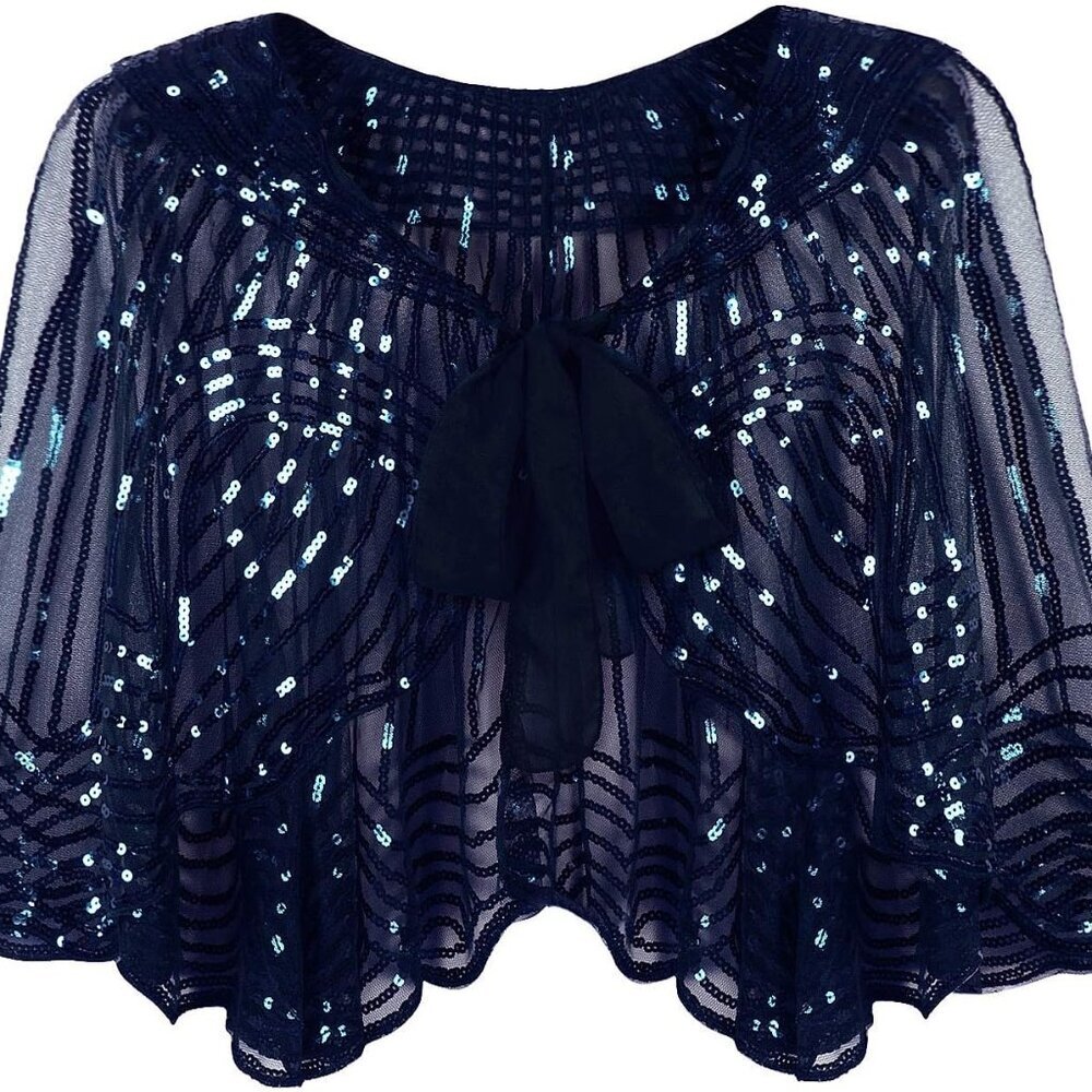 1920s Vintage Style Cape Jacket Embellished Bridal Shawl Capelet Flapper Bolero
